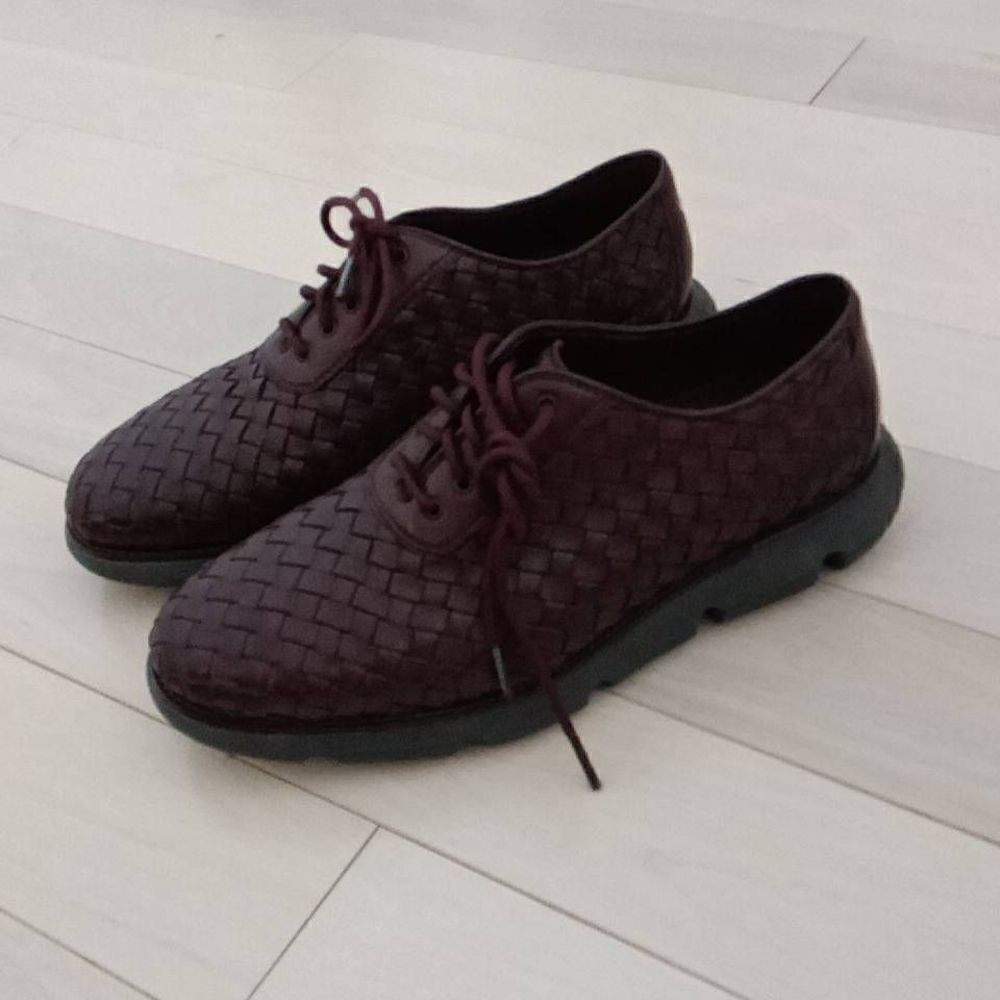 4. ZERØGRAND Men's Hand-Woven Oxford Shoes Maroon Red Size 7M